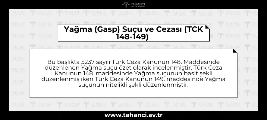 Yağma (Gasp) Suçu ve Cezası (TCK 148-149) - tahanci.av.tr