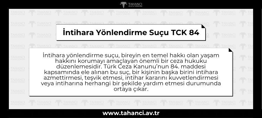 İntihara Yönlendirme Suçu TCK 84- tahanci.av.tr