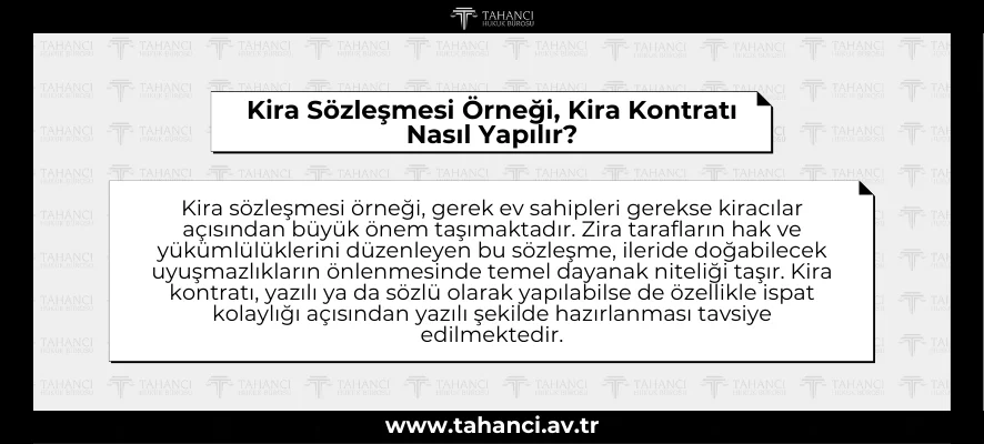 Kira Sözleşmesi Örneği, Kira Kontratı Nasıl Yapılır - tahanci.av.tr
