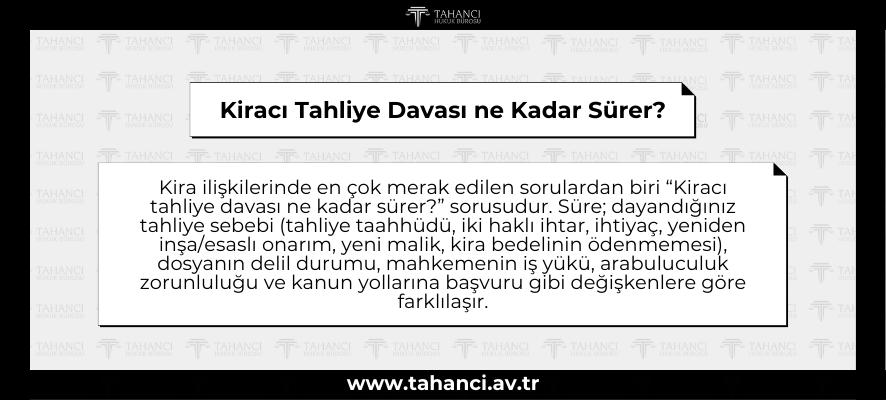 Kiracı Tahliye Davası ne Kadar Sürer - tahanci.av.tr