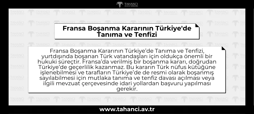 Fransa Boşanma Kararının Türkiye'de Tanıma ve Tenfizi