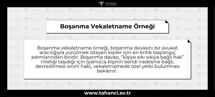Boşanma Vekaletname Örneği