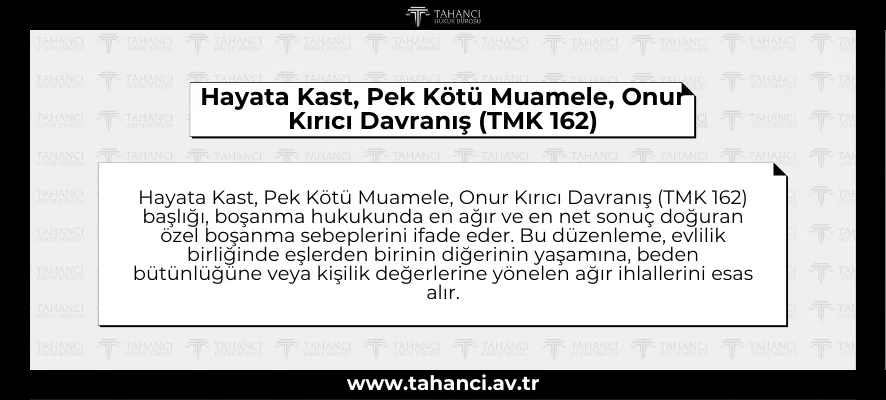 Hayata Kast, Pek Kötü Muamele, Onur Kırıcı Davranış (TMK 162)