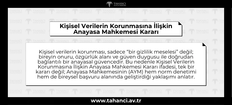 Kişisel Verilerin Korunmasına İlişkin Anayasa Mahkemesi Kararı
