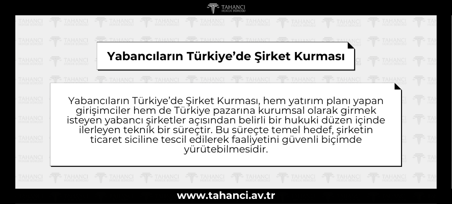 Yabancıların Türkiye’de Şirket Kurması - tahanci
