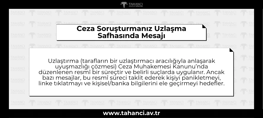Ceza Soruşturmanız Uzlaşma Safhasında Mesajı