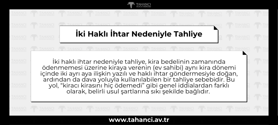 İki Haklı İhtar Nedeniyle Tahliye - tahanci