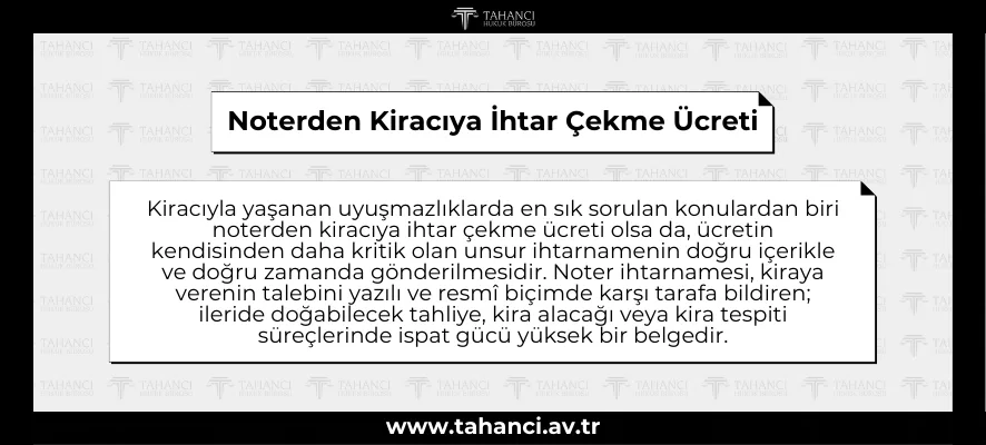 Noterden Kiracıya İhtar Çekme Ücreti