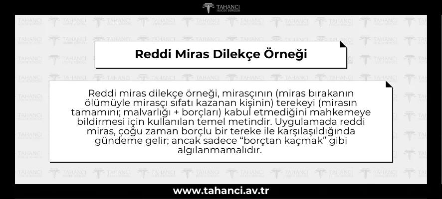Reddi Miras Dilekçe Örneği