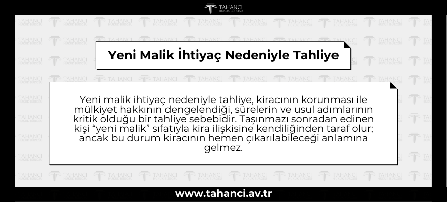 Yeni Malik İhtiyaç Nedeniyle Tahliye - tahanci