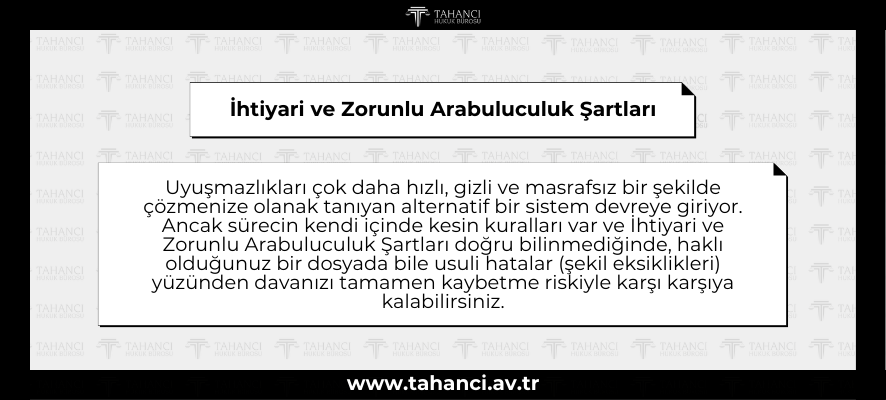 İhtiyari ve Zorunlu Arabuluculuk Şartları - tahanci