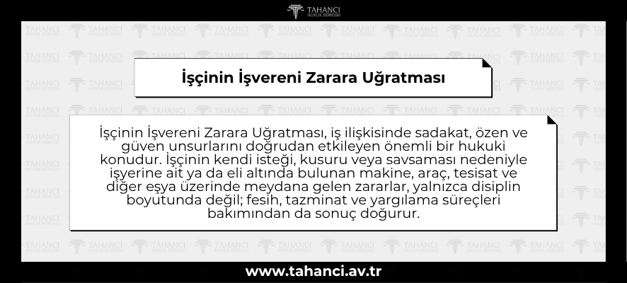 İşçinin İşvereni Zarara Uğratması - tahanci