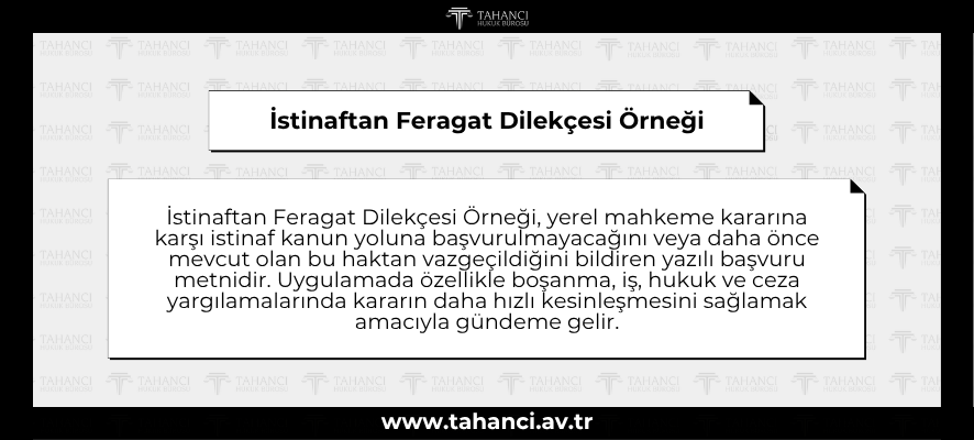 İstinaftan Feragat Dilekçesi Örneği - tahanci