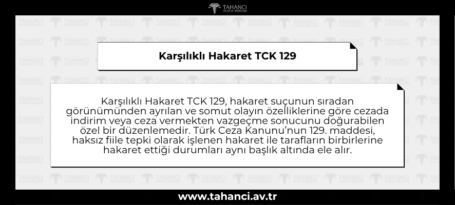 Karşılıklı Hakaret TCK 129 - tahanci