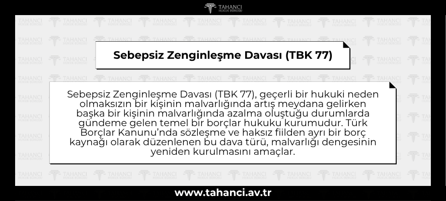 Sebepsiz Zenginleşme Davası (TBK 77) - tahanci