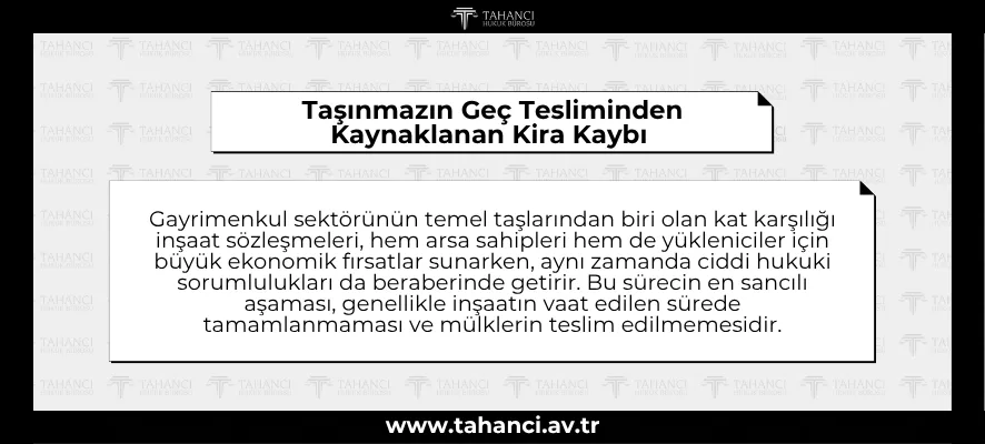 Taşınmazın Geç Tesliminden Kaynaklanan Kira Kaybı
