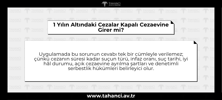 1 Yılın Altındaki Cezalar Kapalı Cezaevine Girer mi - tahanci