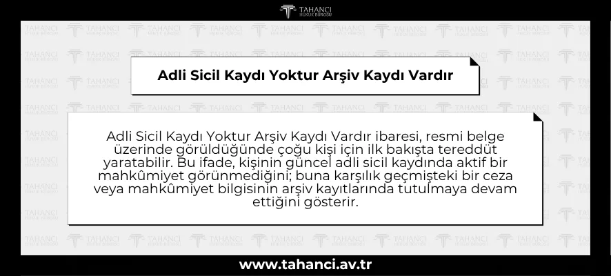 Adli Sicil Kaydı Yoktur Arşiv Kaydı Vardır