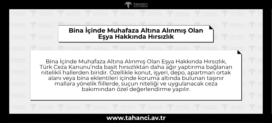 Bina İçinde Muhafaza Altına Alınmış Olan Eşya Hakkında Hırsızlık