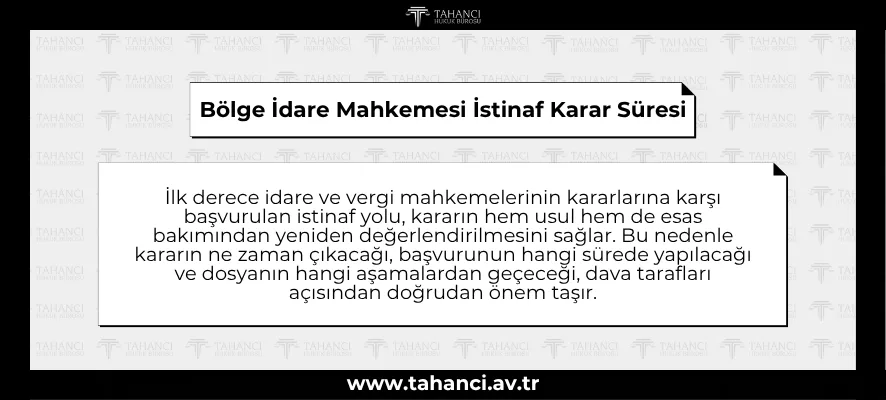 Bölge İdare Mahkemesi İstinaf Karar Süresi