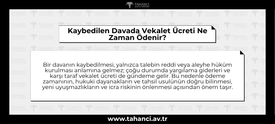 Kaybedilen Davada Vekalet Ücreti Ne Zaman Ödenir?